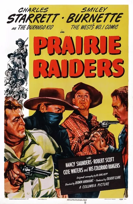 Framed Print : PRAIRIE RAIDERS, US poster, Charles Starrett (masked), Smiley Burnette, Hugh Prosser, 1947 Framed Print : PRAIRIE RAIDERS, US poster, Charles Starrett (masked), Smiley Burnette, Hugh Prosser, 1947