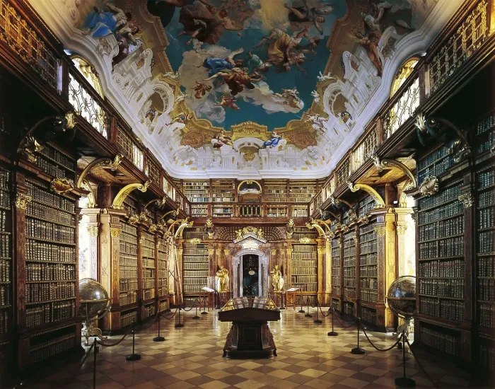 Framed Print : PRANDTAUER, Jakob (1660-1726). Melk Abbey. 1702-1736. AUSTRIA. Melk. Melk Abbey. Library. Baroque art. Architecture. AISA / Everett Collection**US SALES ONLY**