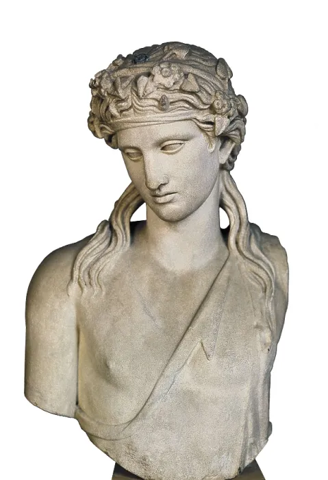 Framed Print : PRAXITELES (flourished 370, -330 BC). Dionysus or Dionysos. 4th c. BC. Roman copy from the original in bronce. Classical Greek art. Sculpture on marble. ITALY. Venice