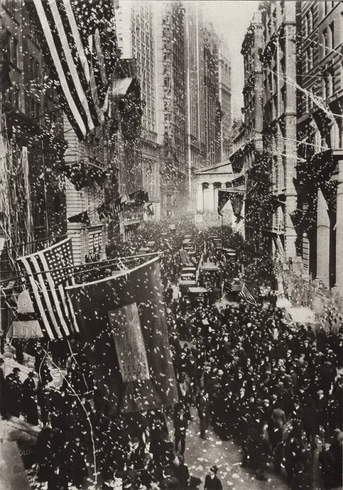 Framed Print : Pre-mature WW1 Armistice celebration in New York's Financial District. Nov. 7, 1918. New Yorkers gathered at Broad Street in the Financial District. (BSLOC_2012_4_195) Framed Print : Pre-mature WW1 Armistice celebration in New York's Financial District. Nov. 7, 1918. New Yorkers gathered at Broad Street in the Financial District. (BSLOC_2012_4_195)
