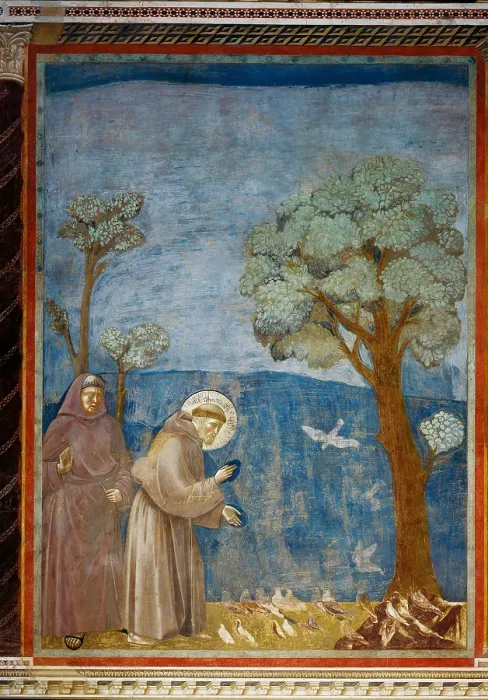 Framed Print : The Preaching to the Birds, by Giotto, 1297 - 1300, 13th Century, fresco, cm 270 x 230 - Italy, Umbria, Perugia, Assisi, Upper Basilica of San Francesco, nave. All Framed Print : The Preaching to the Birds, by Giotto, 1297 - 1300, 13th Century, fresco, cm 270 x 230 - Italy, Umbria, Perugia, Assisi, Upper Basilica of San Francesco, nave. All
