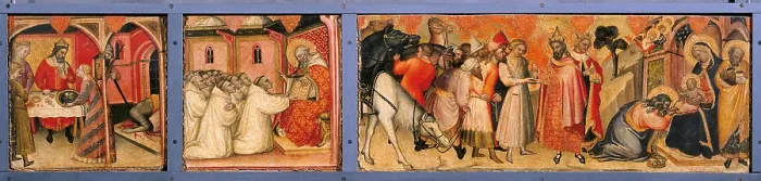 Framed Print : Predella, by Spinello Aretino, 1384 ante, 14th Century, tempera and oil on panel, cm 30 x 79 - Italy, Emilia Romagna, Parma, National Gallery. All