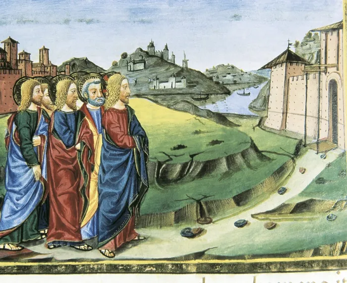 Framed Print : DE PREDIS, Cristoforo (1440-1486). Stories of Saint Joachim, Saint Anne, Virgin Mary, Jesus, the Baptist and the End of the World. 1476