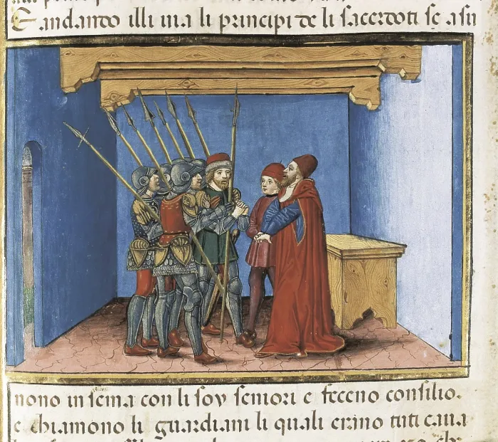 Framed Print : DE PREDIS, Cristoforo (1440-1486). Stories of Saint Joachim, Saint Anne, Virgin Mary, Jesus, the Baptist and the End of the World. 1476