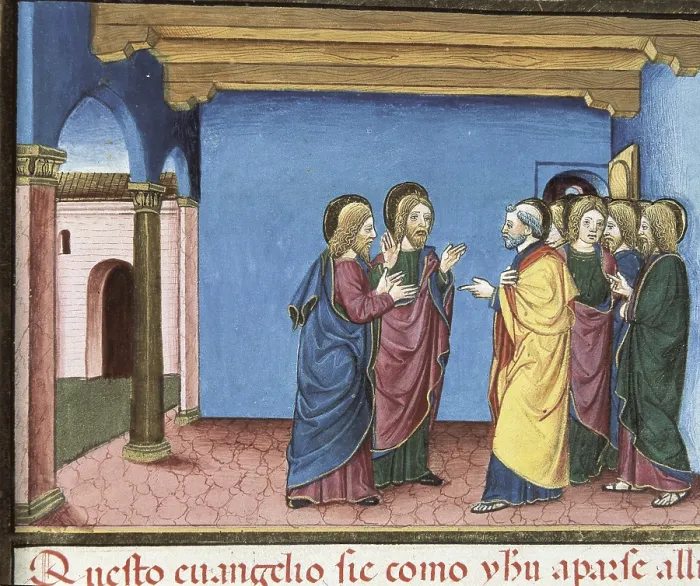 Framed Print : DE PREDIS, Cristoforo (1440-1486). Stories of Saint Joachim, Saint Anne, Virgin Mary, Jesus, the Baptist and the End of the World. 1476