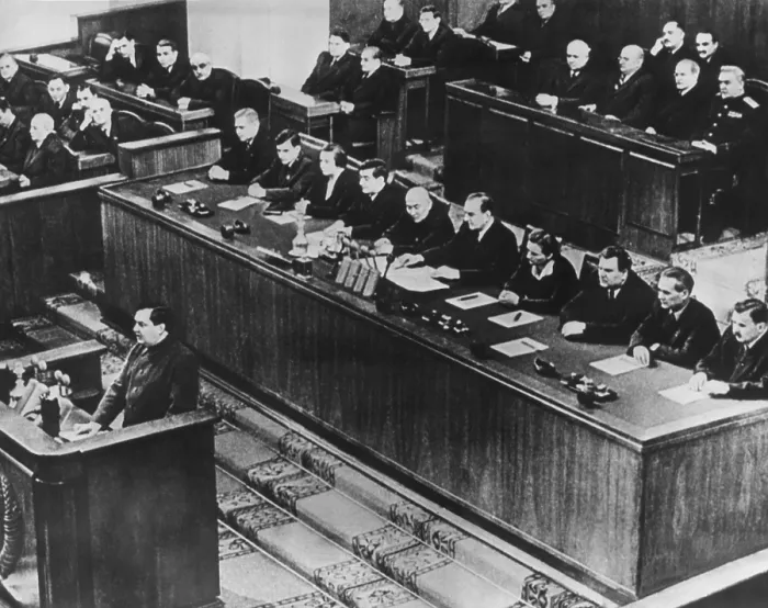 Framed Print : Premier Georgy Malenkov addressing the Supreme Soviet Counsel a month after Stalin's death. April 8, 1953 Framed Print : Premier Georgy Malenkov addressing the Supreme Soviet Counsel a month after Stalin's death. April 8, 1953