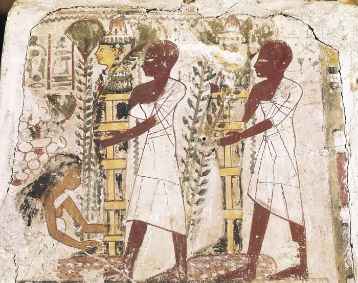 Framed Print : Preparation of the mummies for the purification ceremony. 16th c. BC. 17th Dynasty. Wall from a Theban tomb. Egyptian art. Middle Kingdom. Painting. ITALY. Florence
