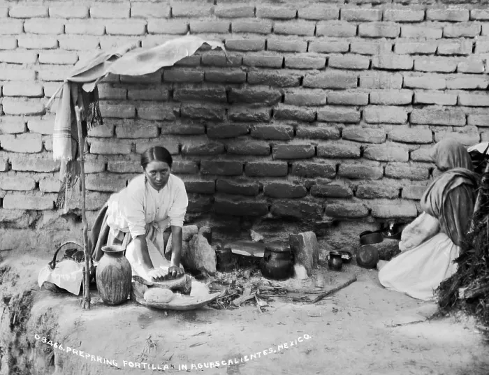 Framed Print : Preparing tortillas in Aguas Calientes, Mexico, ca. 1880-1897