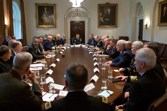 Framed Print : Pres. Barack Obama and VP Joe Biden meet with Combatant Commanders and senior military. Cabinet Room, White House, May 15, 2012. (BSLOC_2015_13_277)