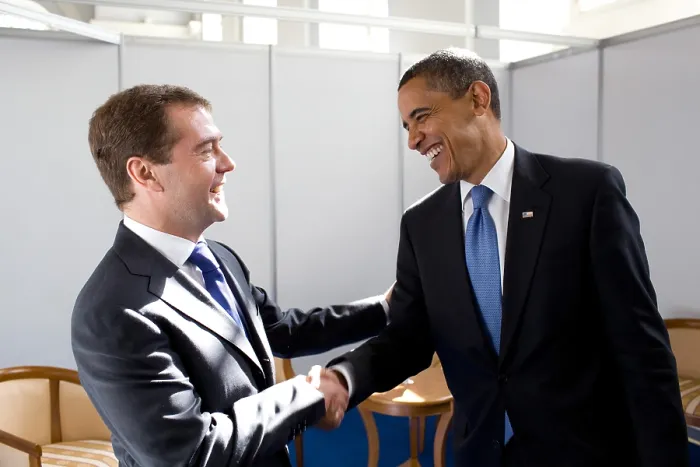 Framed Print : President Barack Obama bids farewell to Russian President Dmitry Medvedev