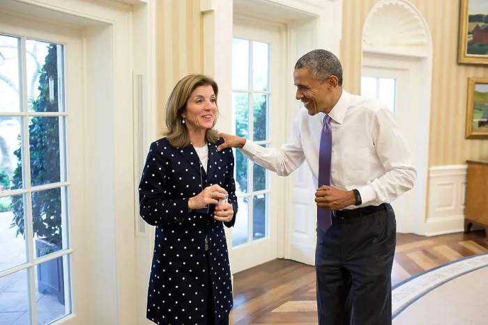 Framed Print : President Barack Obama with Caroline Kennedy, U.S. Ambassador to Japan. White House Oval Office, April 27, 2015. (BSLOC_2015_13_195) Framed Print : President Barack Obama with Caroline Kennedy, U.S. Ambassador to Japan. White House Oval Office, April 27, 2015. (BSLOC_2015_13_195)