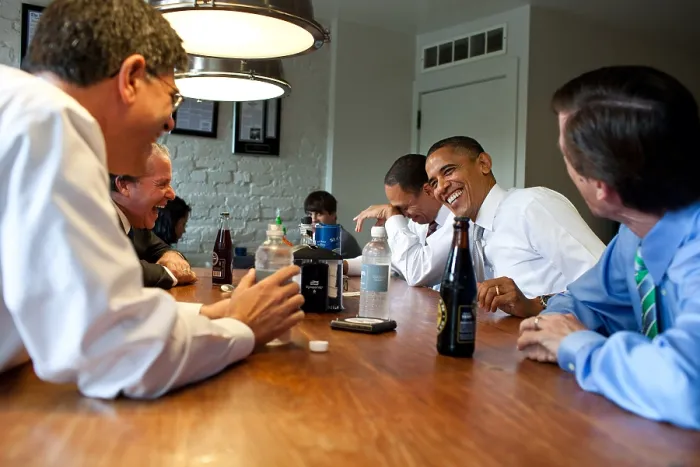 Framed Print : President Barack Obama has lunch at with staff members who worked on the debt negotiations. Aug. 3, 2011