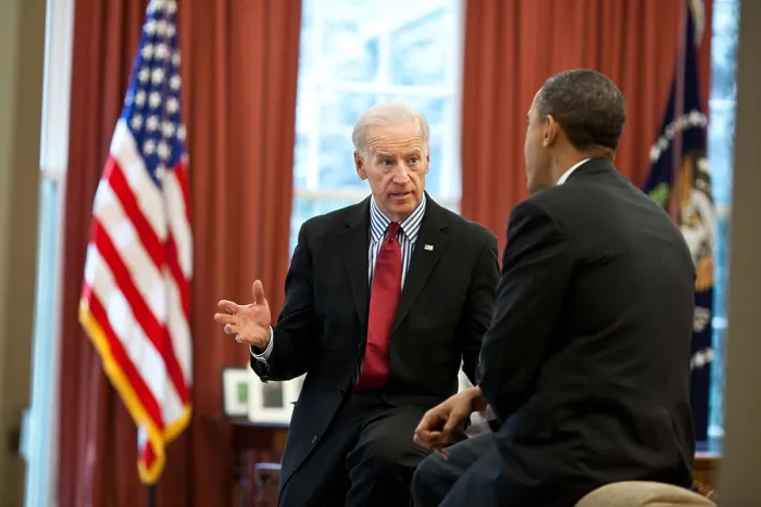 Framed Print : President Barack Obama meets with VP Joe Biden to discuss the ongoing budget negotiations. April 8, 2011. (BSLOC_2015_13_234)