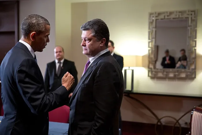 Framed Print : President Barack Obama talks with President-elect Petro Poroshenko of Ukraine. Warsaw, Poland, June 4, 2014. (BSLOC_2015_3_223)