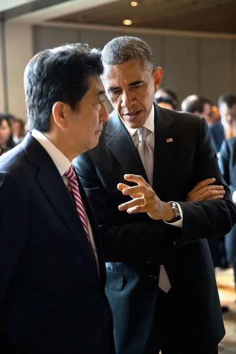 Framed Print : President Barack Obama talks with Prime Minister Shinzo Abe of Japan, Nov. 11, 2014