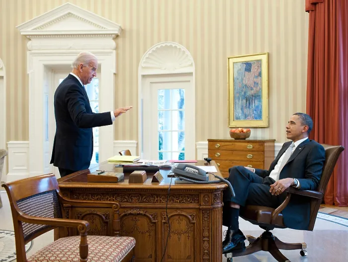 Framed Print : President Barack Obama talks with Vice President Joe Biden in the Oval Office, March 14, 2011 (BSLOC_2020_4_15) Framed Print : President Barack Obama talks with Vice President Joe Biden in the Oval Office, March 14, 2011 (BSLOC_2020_4_15)