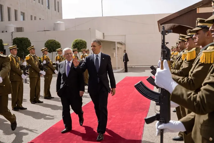 Framed Print : President Barack Obama walks with President Mahmoud Abbas of the Palestinian Authority. Ramallah, the West Bank, March 21, 2013. (BSLOC_2015_3_192) Framed Print : President Barack Obama walks with President Mahmoud Abbas of the Palestinian Authority. Ramallah, the West Bank, March 21, 2013. (BSLOC_2015_3_192)
