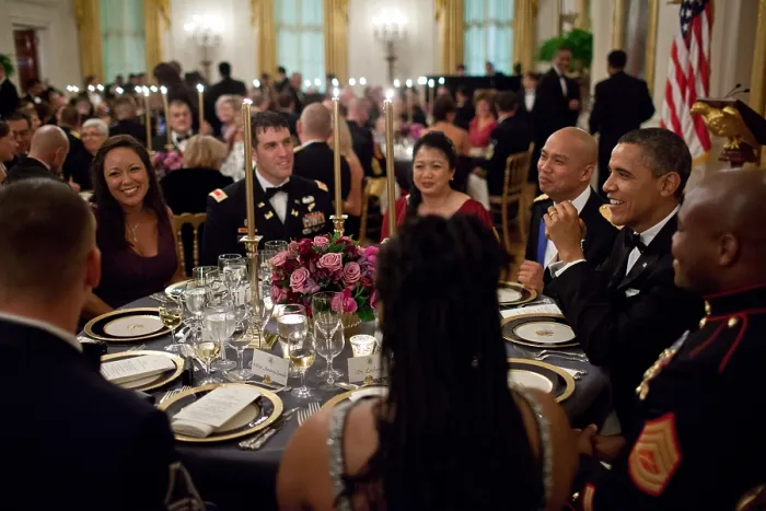Framed Print : President Barack Obama's table at the Department of Defense dinner, Feb. 29, 2012 Framed Print : President Barack Obama's table at the Department of Defense dinner, Feb. 29, 2012