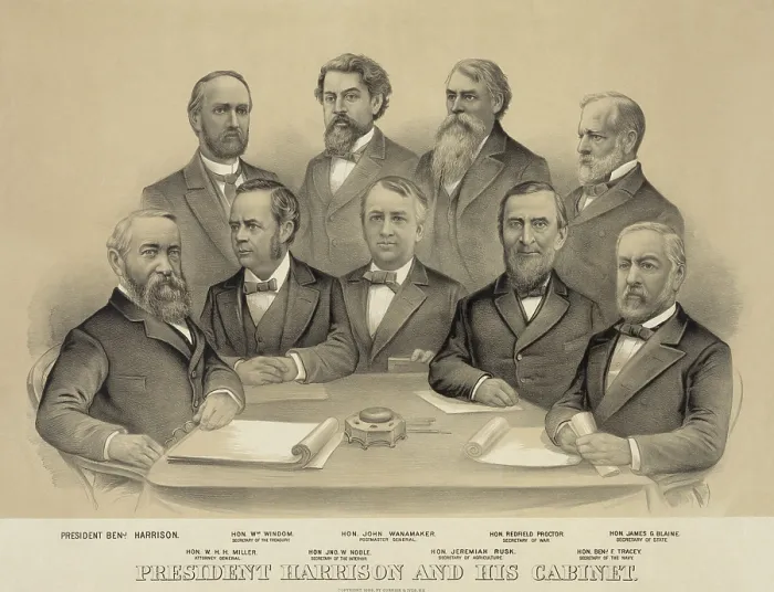 Framed Print : President Benjamin Harrison and his cabinet, c. 1889 Framed Print : President Benjamin Harrison and his cabinet, c. 1889