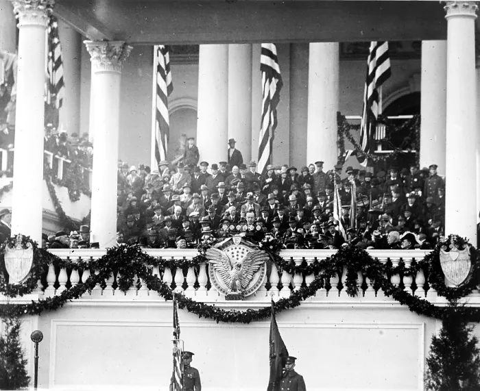 Framed Print : President Calvin Coolidge (1872-33) delivering his inaugural address on March 4, 1925