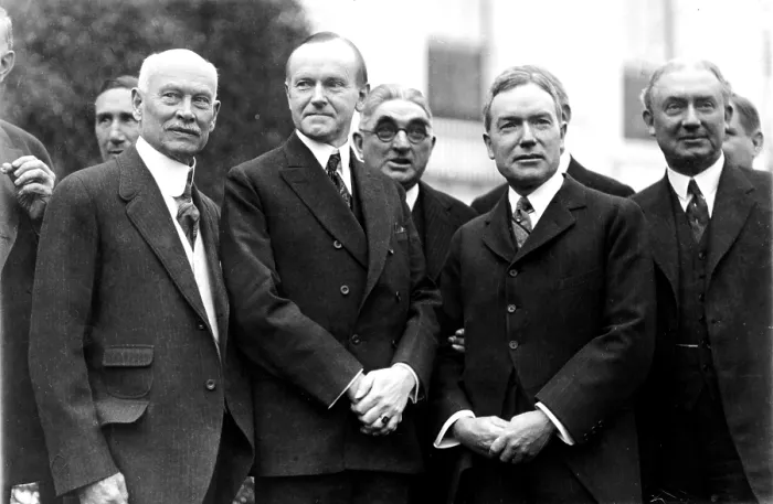 Framed Print : President Calvin Coolidge (1872-33) with Judge Elbert Henry Gary (1846-1927) and John D. Rockefeller, Jr. (1874-1960) and others Framed Print : President Calvin Coolidge (1872-33) with Judge Elbert Henry Gary (1846-1927) and John D. Rockefeller, Jr. (1874-1960) and others