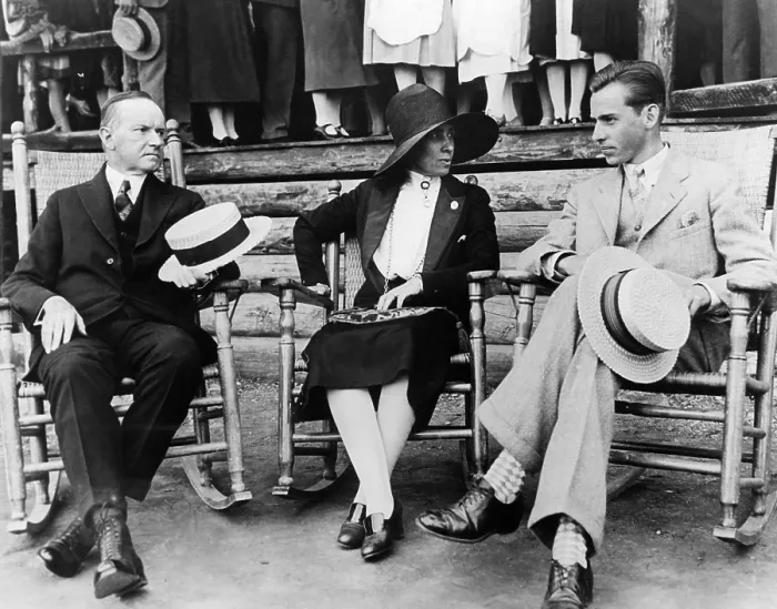 Framed Print : President Calvin Coolidge, First Lady Grace Coolidge and John Coolidge at the Hot Springs Country Club in South Dakota, 1927. Courtesy: CSU Archives / Everett Collection