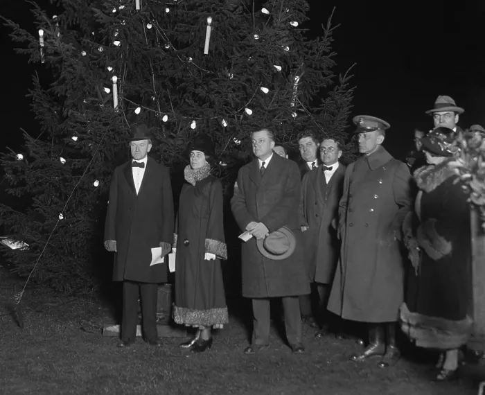 Framed Print : President Calvin Coolidge and First Lady Grace at the lighting of the National Christmas Tree. Dec. 24, 1924 Framed Print : President Calvin Coolidge and First Lady Grace at the lighting of the National Christmas Tree. Dec. 24, 1924