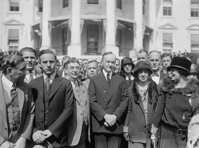 Framed Print : President Calvin Coolidge meeting with members of the National Association of Retail Druggists. Sept. 27, 1924