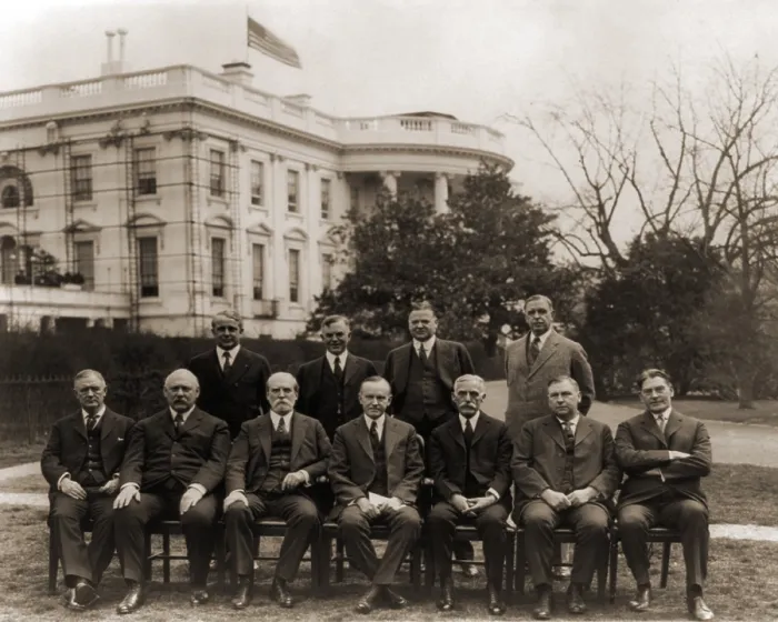 Framed Print : President Calvin Coolidge and members of his cabinet pose on the White House Lawn: Labor-Davis, Agriculture-Wallace, Commerce-Hoover, Post Master Gen-New, War-Weeks, State-Hughes Framed Print : President Calvin Coolidge and members of his cabinet pose on the White House Lawn: Labor-Davis, Agriculture-Wallace, Commerce-Hoover, Post Master Gen-New, War-Weeks, State-Hughes