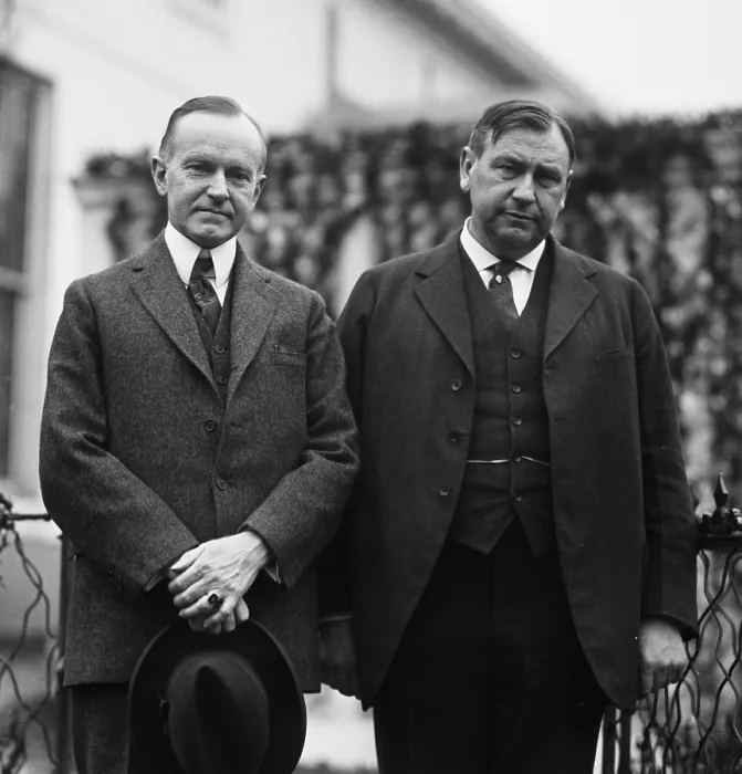 Framed Print : President Calvin Coolidge with his new Attorney General Harlan Fiske Stone in 1924. Stone replaced the scandal shadowed Harry Daugherty