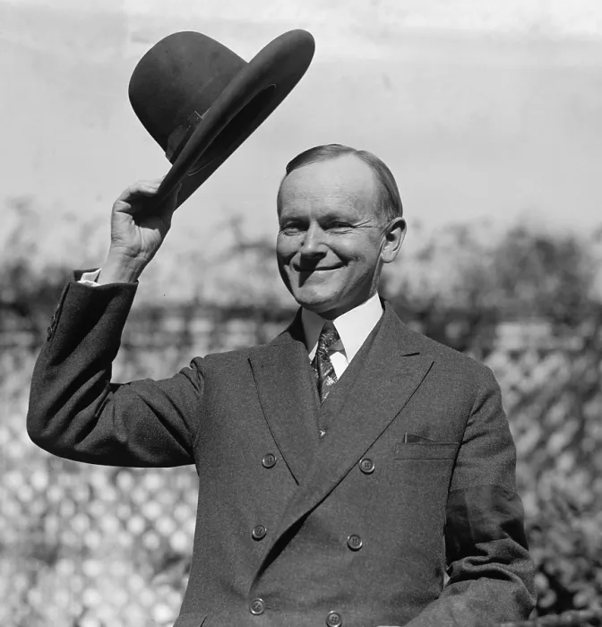 Framed Print : President Calvin Coolidge waves a hat presented to him by Smoki People of Prescott, Arizona. Ca. Sept-Oct. 1924. - (BSLOC_2014_17_7) Framed Print : President Calvin Coolidge waves a hat presented to him by Smoki People of Prescott, Arizona. Ca. Sept-Oct. 1924. - (BSLOC_2014_17_7)