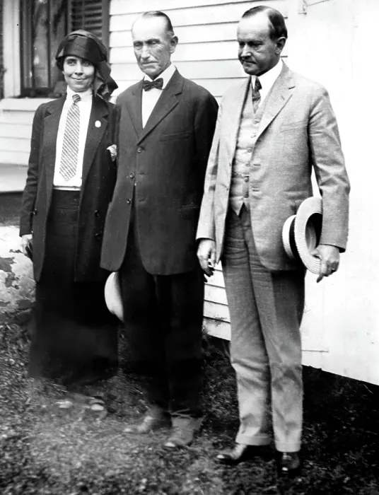 Framed Print : PRESIDENT CALVIN COOLIDGE, with wife and father John C. Coolidge, c. 1926. Courtesy: CSU Archives  /  Everett Collection