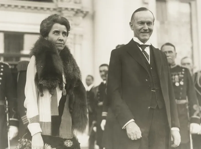 Framed Print : President Calvin and First Lady Grace Coolidge at the 1928 White House New Year's reception