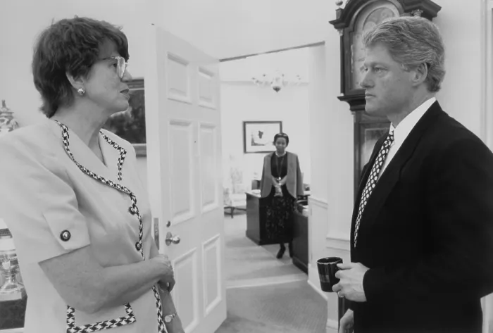 Framed Print : President Bill Clinton and Attorney General Janet Reno Framed Print : President Bill Clinton and Attorney General Janet Reno
