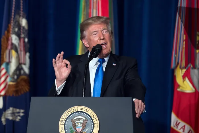 Framed Print : President Donald Trump addresses the nation on his administrations new strategy in Afghanistan and South Asia, August 21, 2017