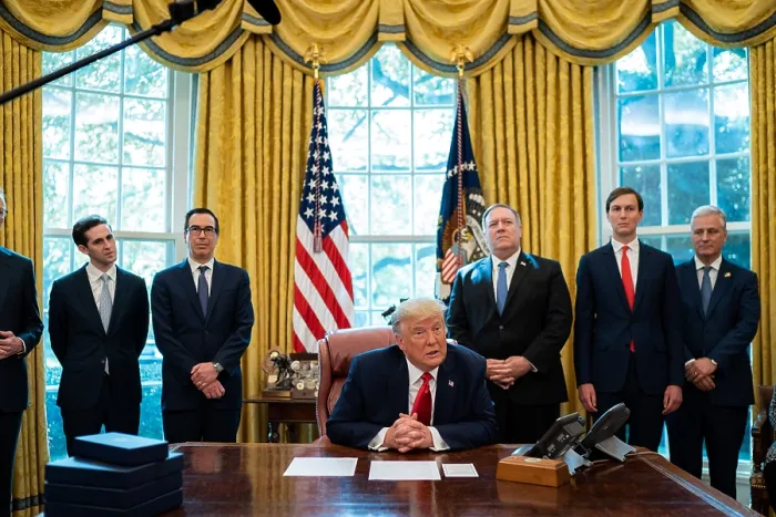 Framed Print : President Donald Trump announces that Israel and Sudan have agreed to normalize relations, Friday, Oct. 23, 2020