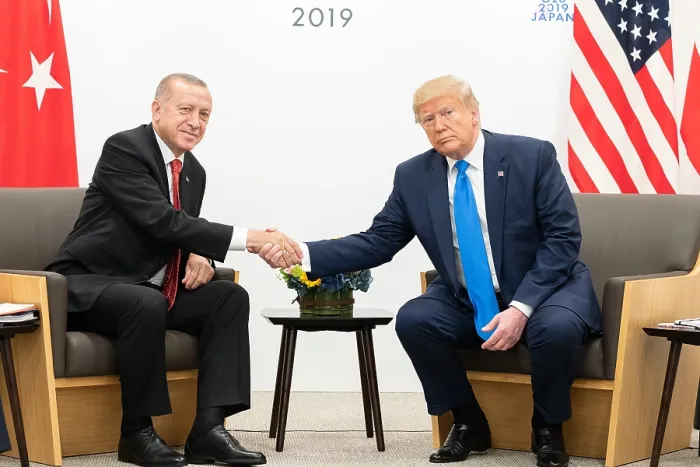 Framed Print : President Donald Trump in a bilateral meeting with President of Turkey, Recep Tayyip Erdogan, at the G20 Japan Summit, June 29, 2019, in Osaka, Japan (BSLOC_2019_6_221)