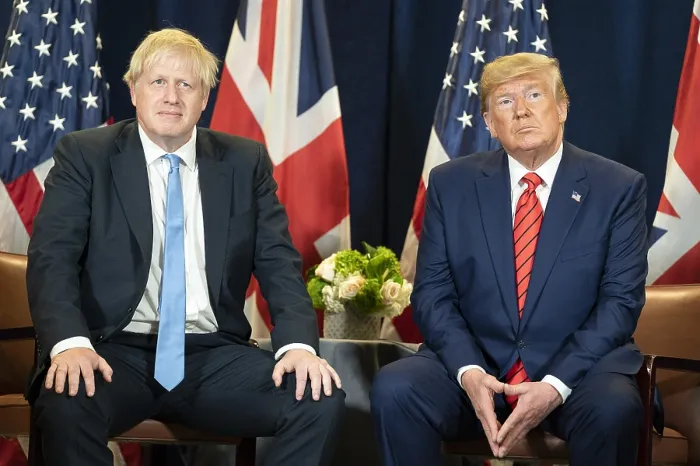 Framed Print : President Donald Trump and British Prime Minister Boris Johnson, meeting at the United Nations, Sept. 24, 2019