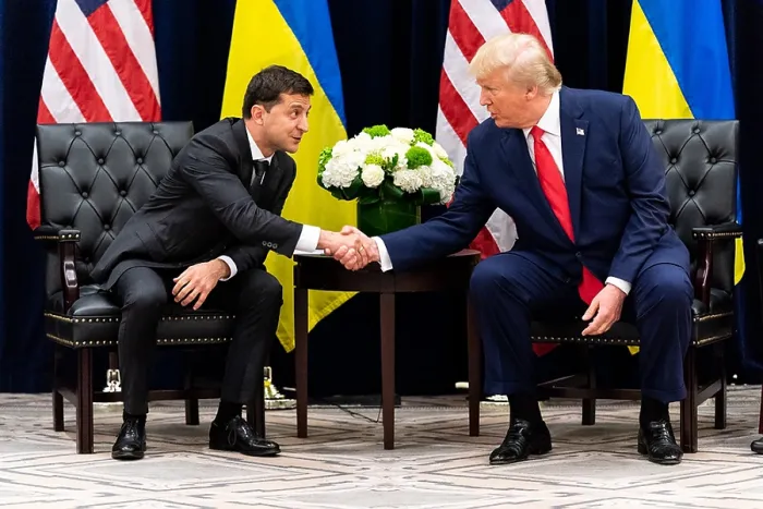 Framed Print : President Donald Trump in a meeting with Ukraine President Volodymyr Zalensky, Sept. 25, 2019 Framed Print : President Donald Trump in a meeting with Ukraine President Volodymyr Zalensky, Sept. 25, 2019