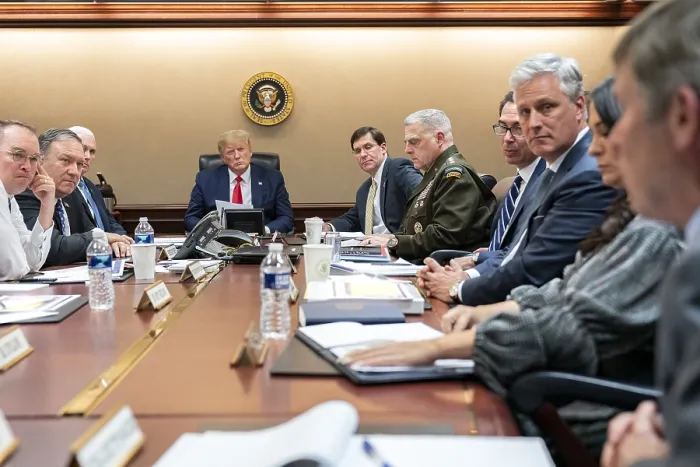 Framed Print : President Donald Trump meets with senior White House advisors, Jan