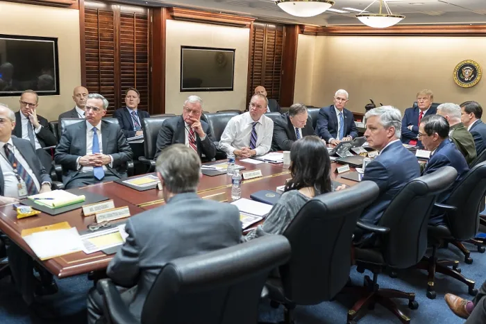 Framed Print : President Donald Trump meets with senior White House advisors, Jan Framed Print : President Donald Trump meets with senior White House advisors, Jan