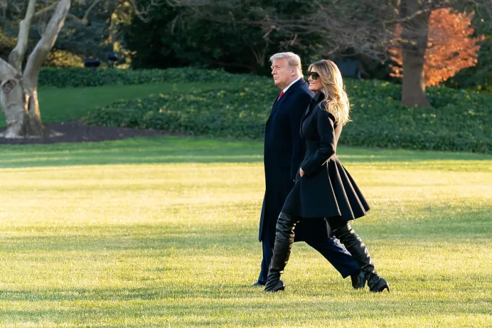 Framed Print : President Donald Trump and Melania Trump walk to Marine One to begin their Christmas trip to Florida, Dec. 23, 2020 Framed Print : President Donald Trump and Melania Trump walk to Marine One to begin their Christmas trip to Florida, Dec. 23, 2020