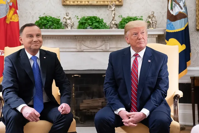 Framed Print : President Donald Trump and Polish President Andrzej Duda meet in the Diplomatic Reception Room of the White House, June 12, 2019