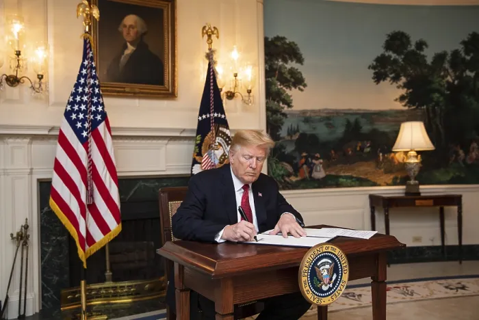 Framed Print : President Donald Trump signs an Immigration Proclamation in the Diplomatic Reception Room of the White House, Nov. 9, 2018