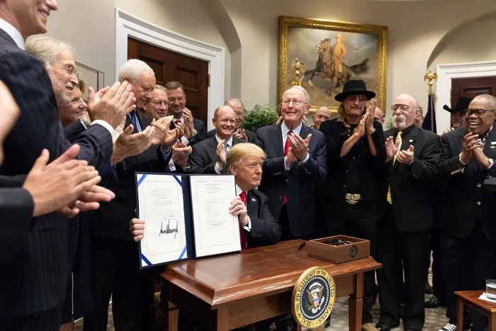 Framed Print : President Donald Trump signs the Music Modernization Act, October 11, 2018, in the Roosevelt Room of the White House, with Kid Rock, Sam Moore as witnesses (BSLOC_2018_8_199) Framed Print : President Donald Trump signs the Music Modernization Act, October 11, 2018, in the Roosevelt Room of the White House, with Kid Rock, Sam Moore as witnesses (BSLOC_2018_8_199)