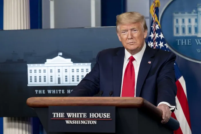 Framed Print : President Donald Trump speaks at the daily coronavirus update briefing, April 8, 2020 (BSLOC_2020_3_1) Framed Print : President Donald Trump speaks at the daily coronavirus update briefing, April 8, 2020 (BSLOC_2020_3_1)