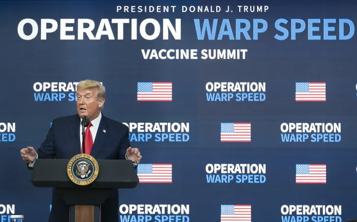 Framed Print : President Donald Trump speaks to GOP leaders on Dec. 8, 2020, on Operation Warp Speed plans for coronavirus vaccine distribution (BSLOC_2021_1_9)