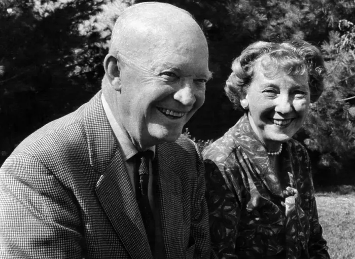 Framed Print : President Dwight D. Eisenhower and his wife, Mamie Eisenhower on his 72nd birthday in Gettsburg, Pennsylvania, October 14 1963. Courtesy: CSU Archives / Everett Collection