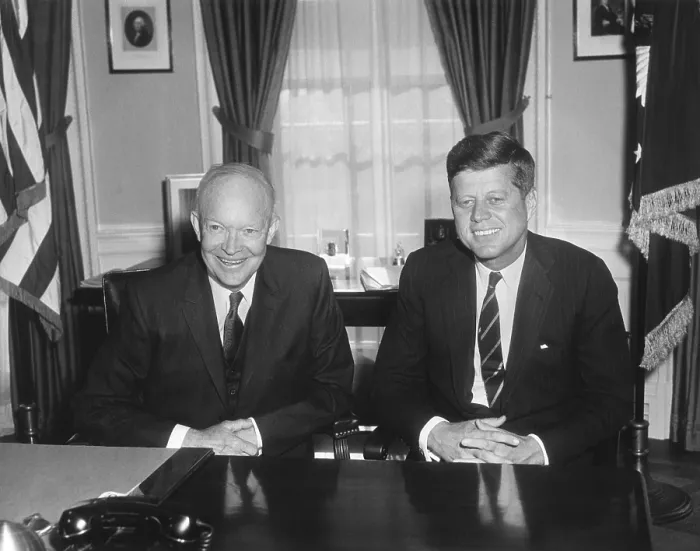 Framed Print : President Dwight Eisenhower Meets with President-elect John Kennedy. They discussed the transition from the Eisenhower to Kennedy presidency. Dec. 12, 1960. - (BSLOC_2015_1_132)