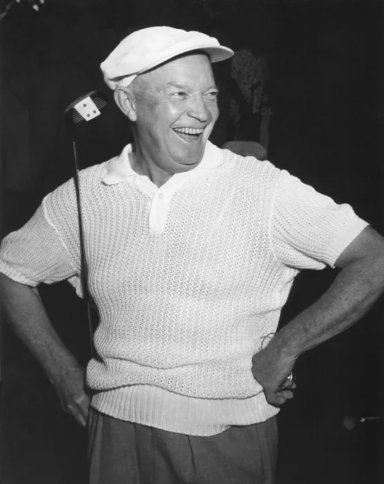 Framed Print : President Dwight Eisenhower smiling while golfing. Ca. 1954. - (BSLOC_2014_14_33) Framed Print : President Dwight Eisenhower smiling while golfing. Ca. 1954. - (BSLOC_2014_14_33)